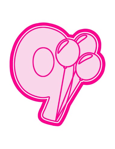 3D Uitsteker op Maat: Cijfer 9 met Ballonnen