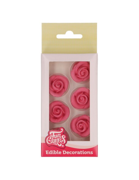 FunCakes Fondant Decoratie Rozen Roze -6st-