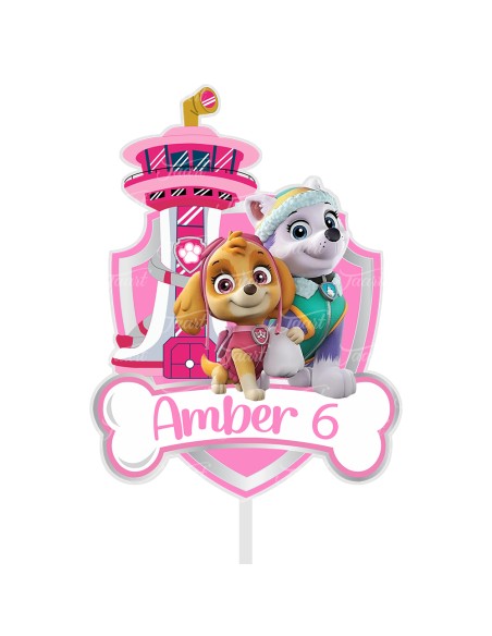 Full Colour Taarttopper op Maat: Paw Patrol Girls