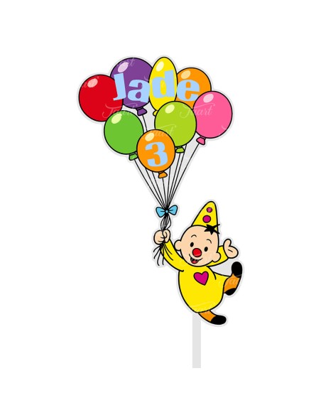 Full Colour Taarttopper op Maat: Clown met Ballonnen
