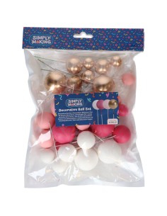 Simply Making Decoratieve Ballen Set Fuchsia/Roze/Wit/Goud 2