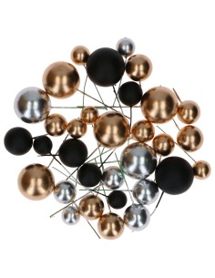 Simply Making Decoratieve Ballen Set Zwart/Zilver/Goud -32st