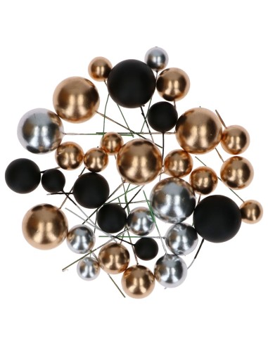 Simply Making Decoratieve Ballen Set Zwart/Zilver/Goud -32st