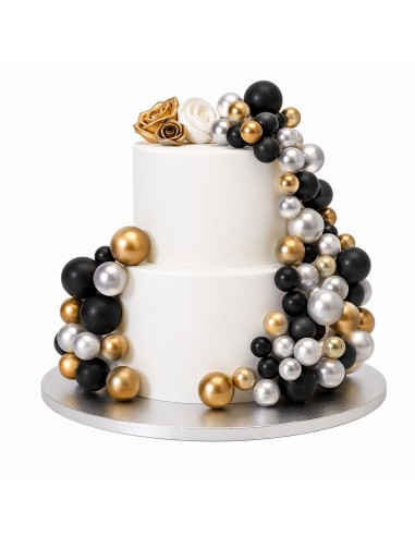 Simply Making Decoratieve Ballen Set Zwart/Zilver/Goud -32st