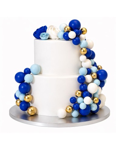 Simply Making Decoratieve Ballen Set Blauw/Wit/Goud -32st-