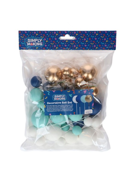 Simply Making Decoratieve Ballen Set Blauw/Wit/Goud -32st-