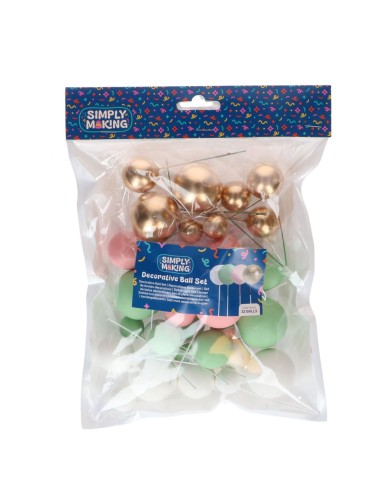 Simply Making Decoratieve Ballen Set Roze/Groen/Goud -32st-