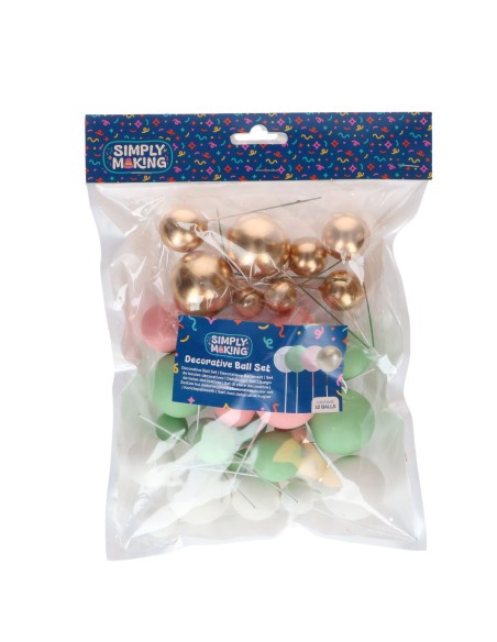 Simply Making Decoratieve Ballen Set Roze/Groen/Goud -32st-