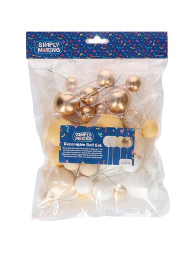 Simply Making Decoratieve Ballen Set Geel/Wit/Goud -32st-