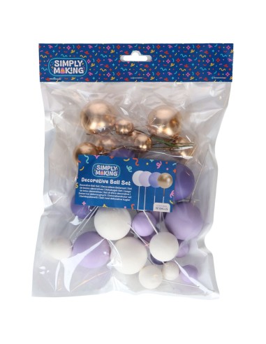 Simply Making Decoratieve Ballen Set Lila/Wit/Goud -32st-