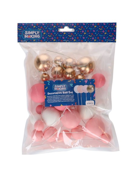 Simply Making Decoratieve Ballen Set Roze/Wit/Goud -32st-