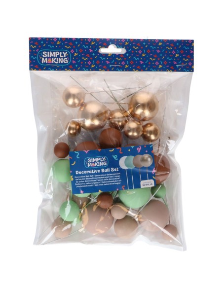 Simply Making Decoratieve Ballen Set Groen/Bruin/Goud -32st-