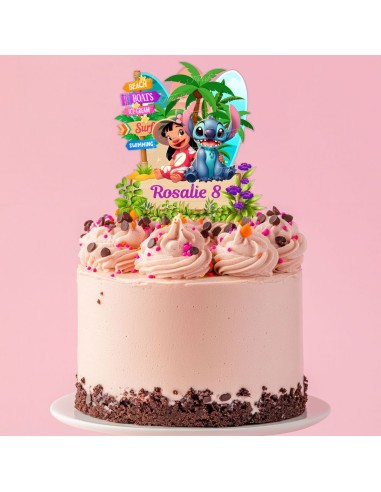 Full Colour Taarttopper op Maat: Lilo & Stitch Strand
