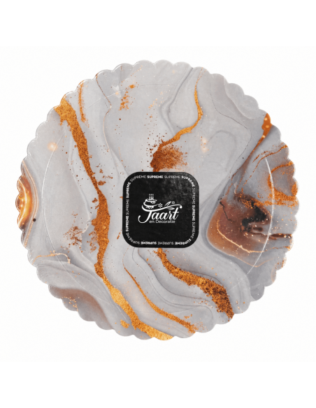 Cake Board Schulp Marmer Goud Rond 30cm -1st-