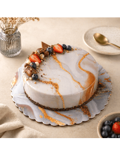 Cake Board Schulp Marmer Goud Rond 30cm -1st- 2