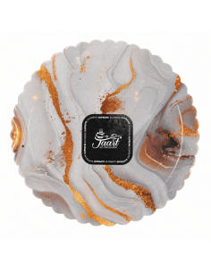 Cake Board Schulp Marmer Goud Rond 25cm -1st-