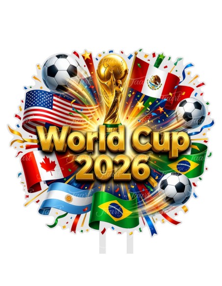 Full Colour Taarttopper op Maat: Voetbal World Cup 2026