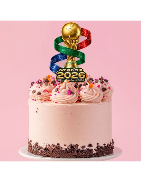 Full Colour Taarttopper op Maat: Voetbal World Cup Beker 26