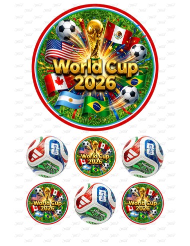 Eetbare Print Voetbal Worldcup 2026 - 15cm