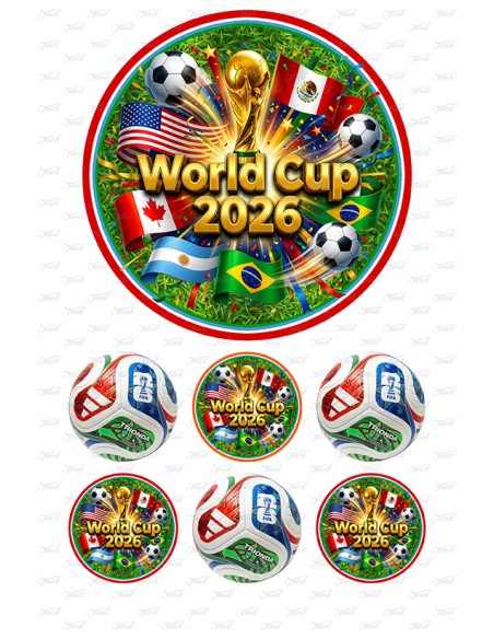 Eetbare Print Voetbal World Cup 2026 - 15cm