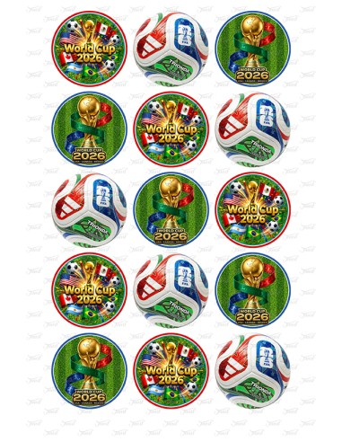 Eetbare Print Voetbal Worldcup 2026 Cupcakes - 5cm