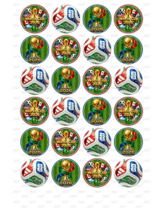 Eetbare Print Voetbal Worldcup 2026 Mini Cupcakes - 4cm