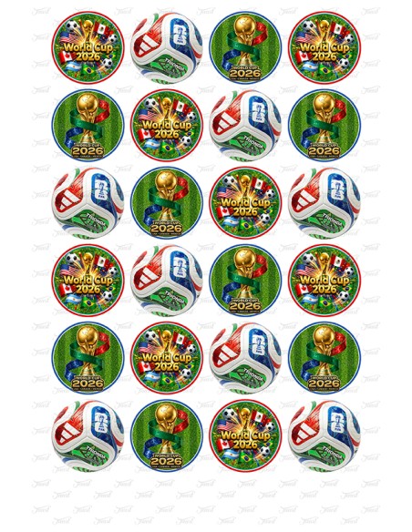 Eetbare Print Voetbal World Cup 2026 Mini Cupcakes - 4cm