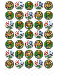 Eetbare Print Voetbal Worldcup 2026 Mini Cupcakes - 3,5cm