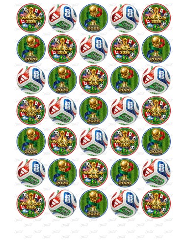 Eetbare Print Voetbal Worldcup 2026 Mini Cupcakes - 3,5cm