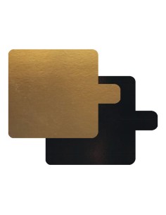 Taartkarton Vierkant Goud/Zwart met Lip 6cm -25st-