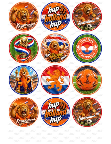 Eetbare Print Voetbal Oranje WK 2026 Cupcakes - 6cm