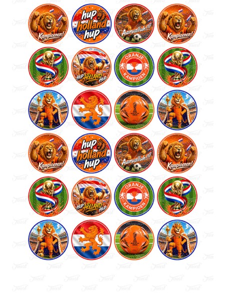 Eetbare Print Voetbal Oranje WK 2026 Mini Cupcakes - 4cm