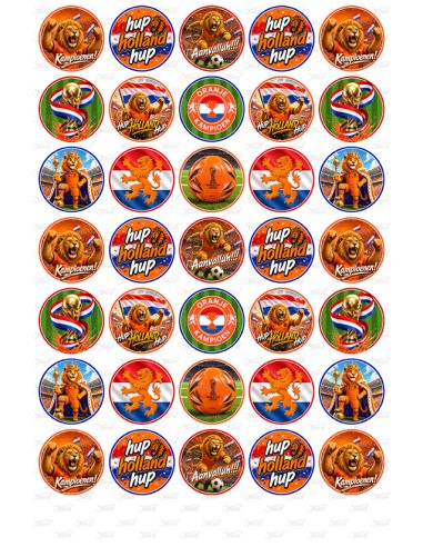 Eetbare Print Voetbal Oranje WK 2026 Mini Cupcakes - 3,5cm