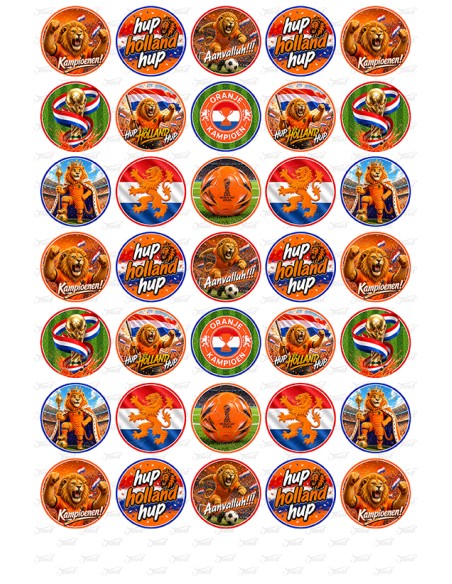 Eetbare Print Voetbal Oranje WK 2026 Mini Cupcakes - 3,5cm