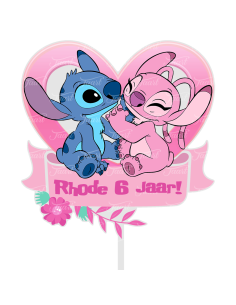 Full Colour Taarttopper op Maat: Angel & Stitch
