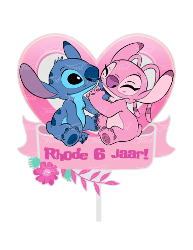 Full Colour Taarttopper op Maat: Angel & Stitch