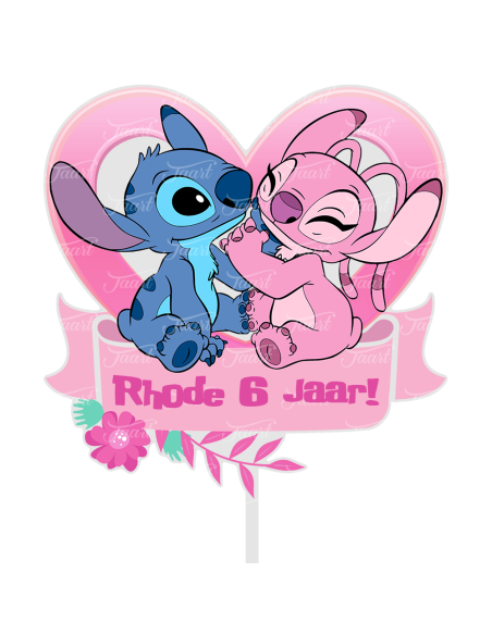 Full Colour Taarttopper op Maat: Angel & Stitch