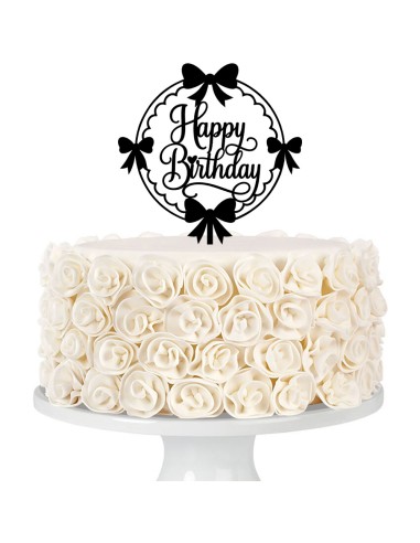 Taarttopper op Maat: Happy Birthday Rond met Strikjes