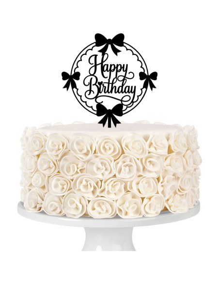 Taarttopper op Maat: Happy Birthday Rond met Strikjes