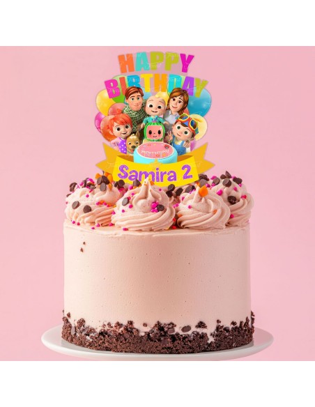 Full Colour Taarttopper op Maat: Cocomelon Happy Birthday