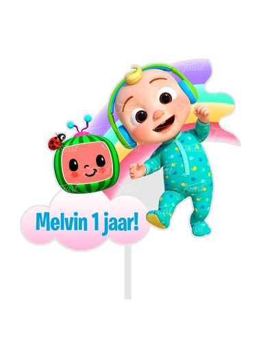 Full Colour Taarttopper op Maat: Cocomelon Wolk