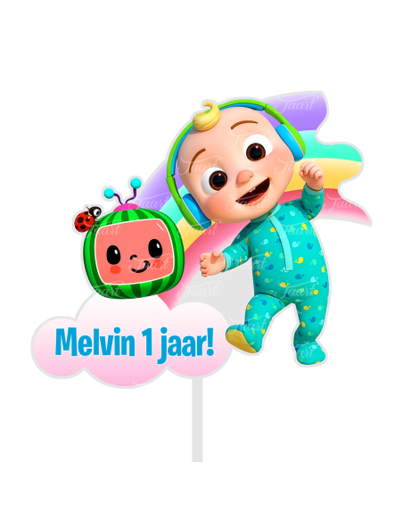 Full Colour Taarttopper op Maat: Cocomelon Wolk