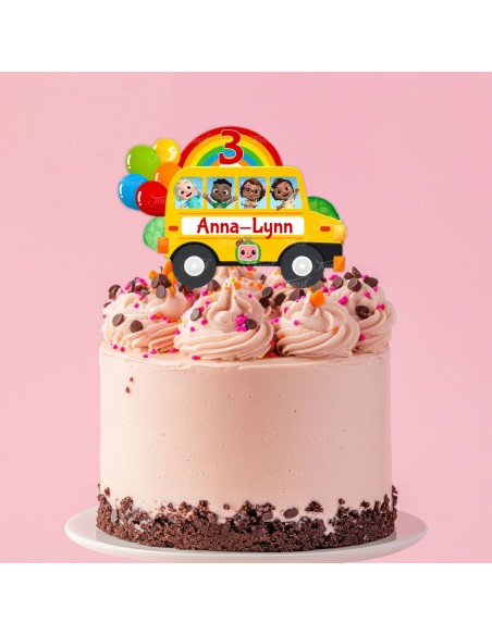 Full Colour Taarttopper op Maat: Cocomelon Bus