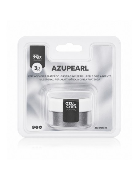 Azucren AzuPearl Eetbare Glanspoeder Zilvergrijs -3gr-