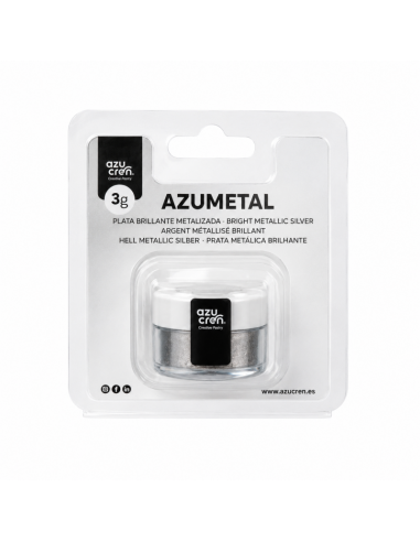 Azucren AzuMetal Eetbare Glanspoeder Helder Zilver -3gr-