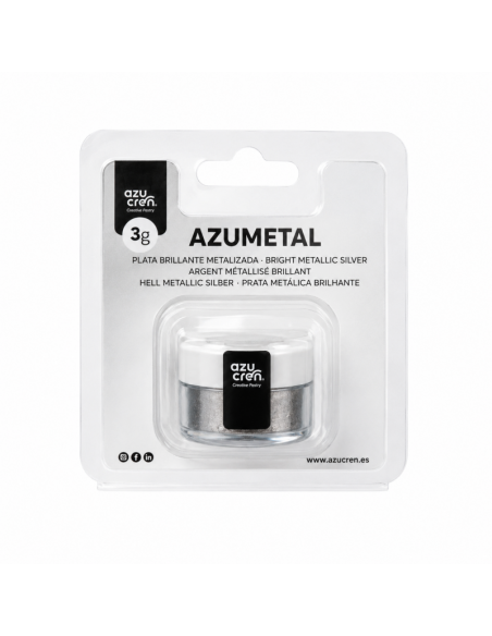 Azucren AzuMetal Eetbare Glanspoeder Helder Zilver -3gr-
