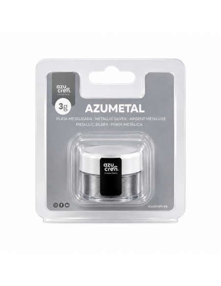 Azucren AzuMetal Eetbare Glanspoeder Zilver -3gr-