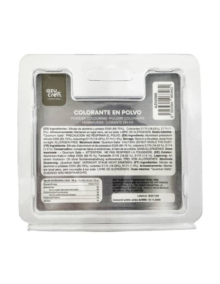 Azucren AzuMetal Eetbare Glanspoeder Zilver -3gr-