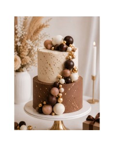 Azucren Decoratieve Foam Ballen Set Bruin/Goud -32st- 2