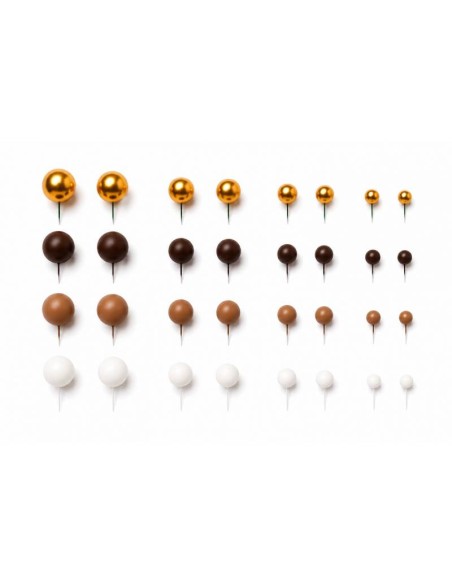 Azucren Decoratieve Foam Ballen Set Bruin/Goud -32st-